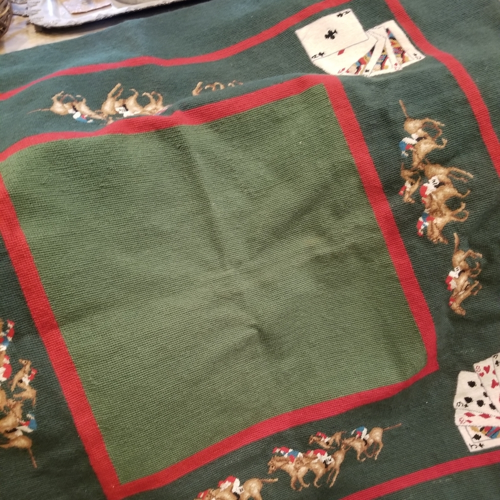 35" square needlepoint card tapestry..cotton backed..
